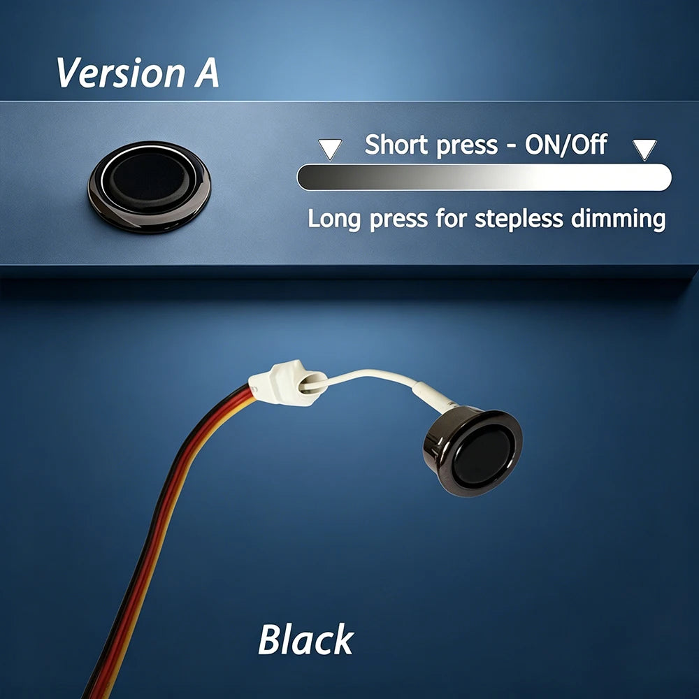 12V 24V Touch Switch,Stepless Dimmable/3‑Step Dimmable,10mm Hole,Capacitive Sensor Light Switch for LED Strip,Marine,silvery
