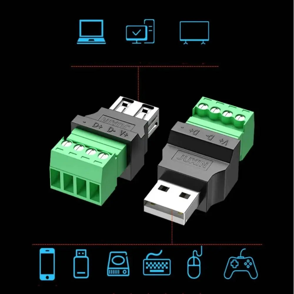 USB 2.0 USB Connector Avoid Welding Plugs Type A Adapter Connector Jack USB Turn Terminal 4 pin Type-A 4-pin Male/Female Plug