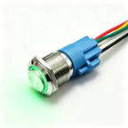 12/16/19/22mm Metal Push Button IP66 Waterproof Self Reset Latching Red LED 1NO1NC Plug Terminal 5V 12V 220V Control Switch Blue