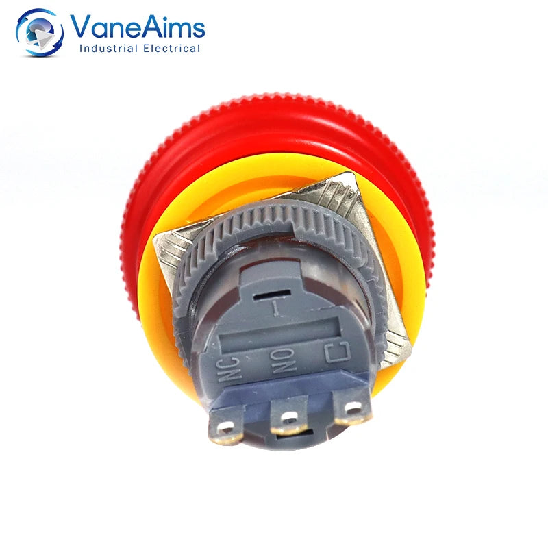 16mm Plastic Emergency Stop Switch Latching Self-locked 1NO1N Red Mushroom Head Electrical Control Push Button Switch VaneAims