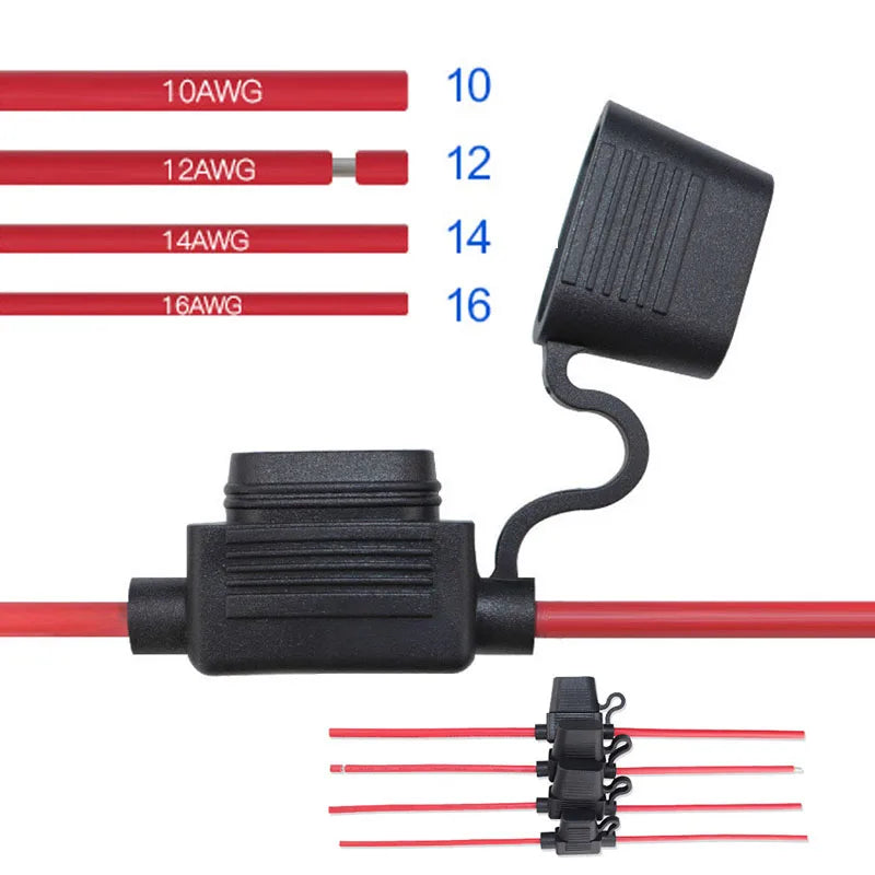 Waterproof Mini Small Medium Auto Fuse Holder 16/14/12/10AWG Car Blade Fuse wire cable 10A 20A 30A 50A fuse Power Socket
