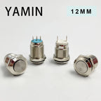 5pcs 12mm Metal Push Button Switch Self-locking Latching/Momentary Reset Waterproof High/Flat Round 2/3 pins Nickel plated brass
