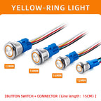 Metal Switch Button Push With Wire Waterproof on off 12mm 16mm 19mm 22mm Momentary/Latching Led Light Start Stop 5V 12V 24V 220V