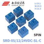5Pcs New Relay SRD-05VDC-SL-C SRD-12VDC-SL-C SRD-24VDC-SL-C SRD 12VDC SL C 10A 250VAC 5PIN 3V 5V 9V 12V 24V 48V Power Relay