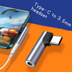 90 Degree Right Angle USB C to 3.5mm Audio Jack Adapter, Type-C Male to 3.5mm Female Headphone Aux Converter