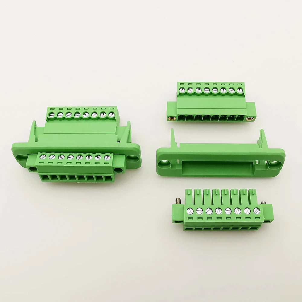 2Sets 3.81mm Pitch 2/3/4/5/6/7/8/9/10/12Pin Pluggable PCB Screw Terminal Block Connector with Fixed Panel JM15EDGWC-3.81