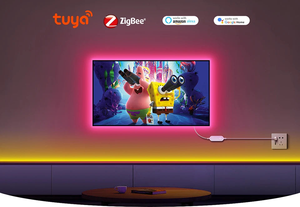 RGB LED Smart Life Zigbee Controller COB LED Strip USB Lights 5V Tuya Wifi Switch 3500K 5000K 6000K Smart Lamp 1/2/3/5M LED Tape