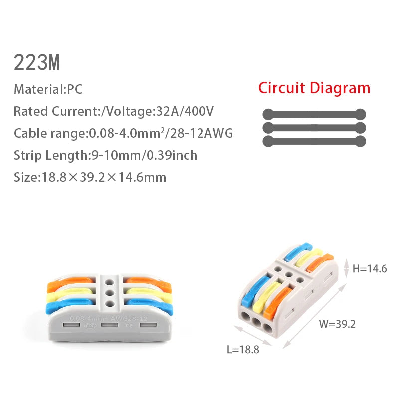 10PCS 2/3 in 2/3 out Quick Wire Connector Universal Compact SPL 222 223 Lever Push-in Electrical Cable Terminal Led Strip Light