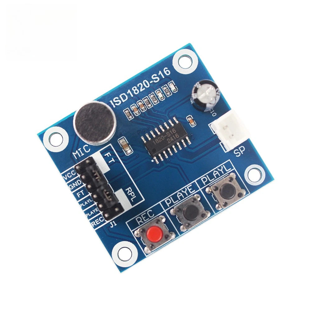 ISD1820 Voice Recording Module Playback Audio Board with Microphone &0.5W 8Ohm Loudspeaker for DIY Sound Electronics