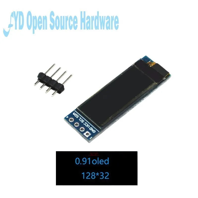 0.91 Inch 128x32 IIC I2C White / Blue OLED LCD Display DIY Module SSD1306 Driver IC DC 3.3V 5V 
