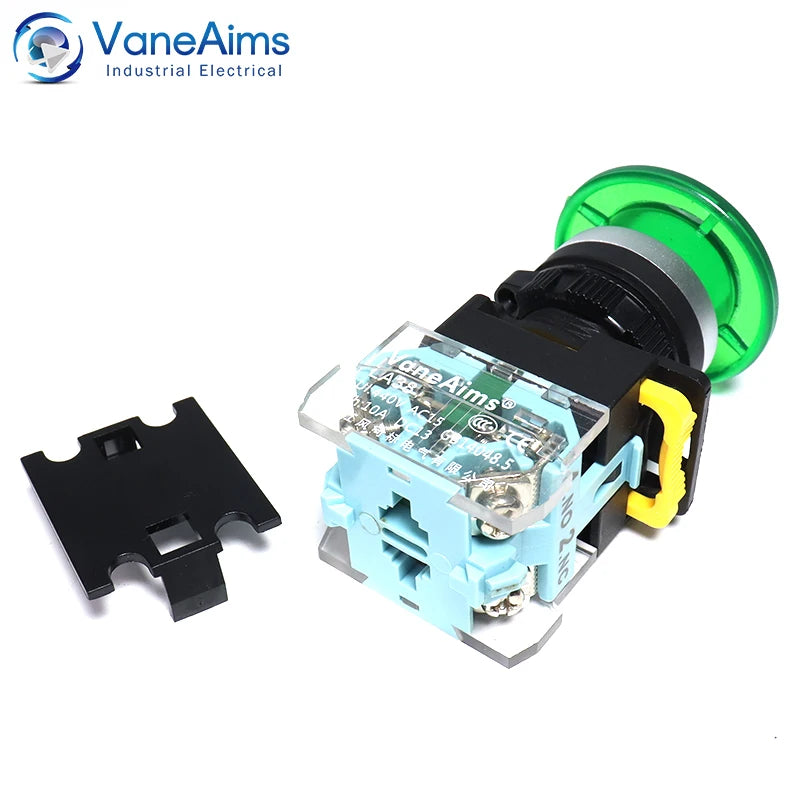 Big Red Green Mushroom Push Button Switch Vaneaims 22MM FXB38 10A 1NO1NC Latching Momentary Starter Stop Enter Buttons Switches