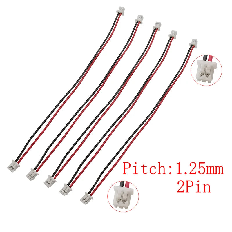 Micro JST 1.25mm 2 Pin Female to Female Plug Wires Connector Pitch 1.25 mm 2P Terminal Connectors With Wire Cables 10/15/20/30CM