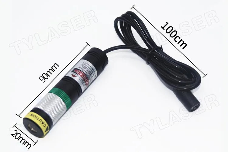 520nm Green Line Laser Module D20×90mm Waterproof Glass Len 10mW-135mW Focusable for Cutting Positioning