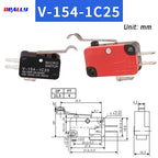 5PCS V-1C25 Series Stroke Limit Microwave Oven Door Micro Switch Hinge Roller Hinge Lever Momentary Snap Action 15A  250VAC