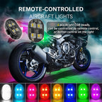 RGB LED Strobe Light Motorcycle LED Flash Wireless Remote Control Aircraft Airplane Helicopter Warning Lights with USB Charging