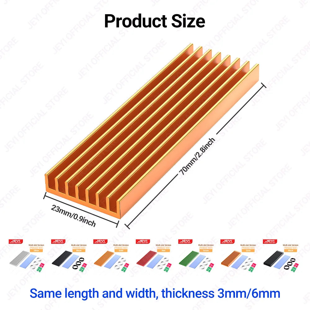 JEYI M.2 2280 SSD Heatsink Aluminum Cooler Multi-version NVMe Radiator with Thermal Pad,Dust Paper for PS5/PC/Laptop