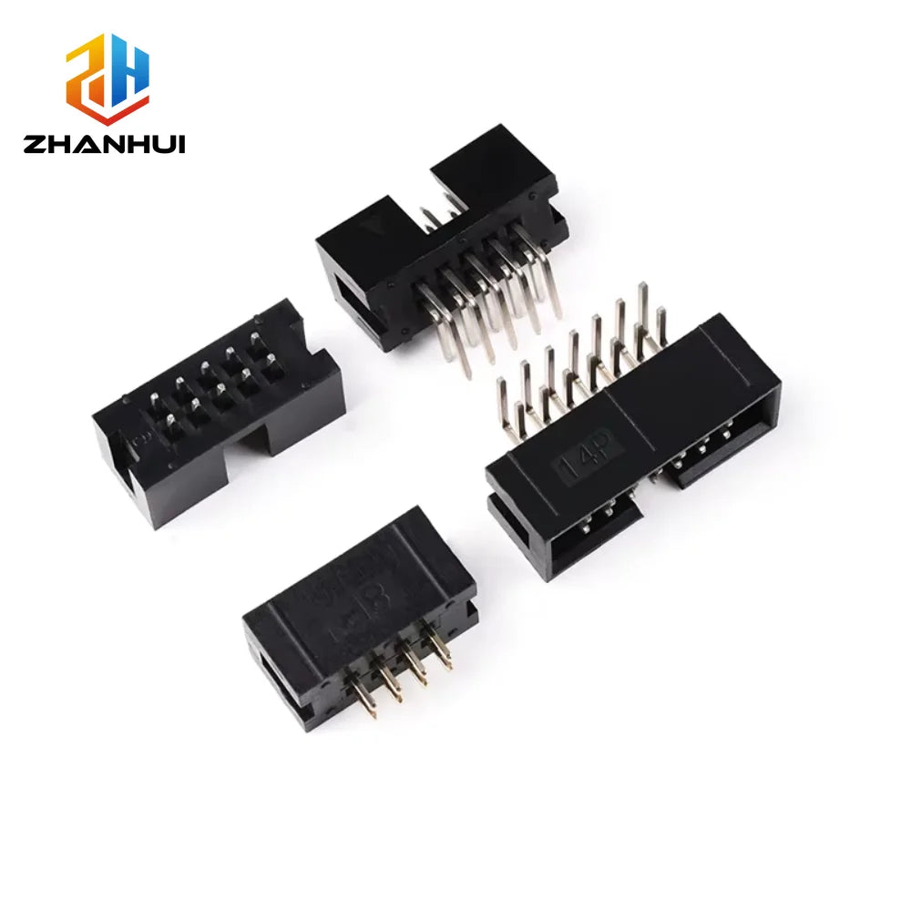 10PCS DC3 2.54mm Pitch Dual Row PCB Header - Male Straight/Right Angle Pin Socket (6P/8P/10P/14P/16P/20P/30P/34P/40P)