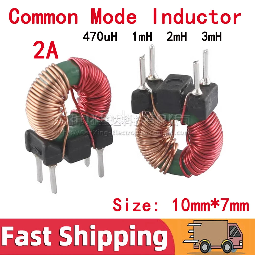 5pcs Vertical Toroid 953 Magnetic Ring Common Mode Inductor Wire Wind Wound Coil Inductance 2A 470uH 1mH 2mH 3mH Power Filter