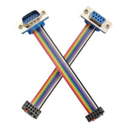 1pcs D-Sub DB9 9 Pin Male/Female Connector to FC-10P IDC Female 2.54mm 10 Pin Rainbow / Multicolor Flat Ribbon Cable to DIDC 9P