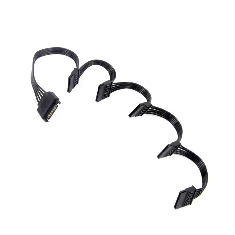 RGEEK 4pin IDE Molex 1 To 5 SATA 15pin Splitter Hard Drive HDD SSD Power Supply Cable Cord For Chia Coin Mining 18AWG Black