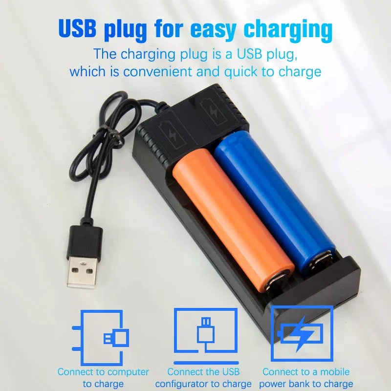 2-Slot Smart 18650 Battery Charger - USB-C Powered Lithium Ion Charger with LED Indicators, Universal Compatibility