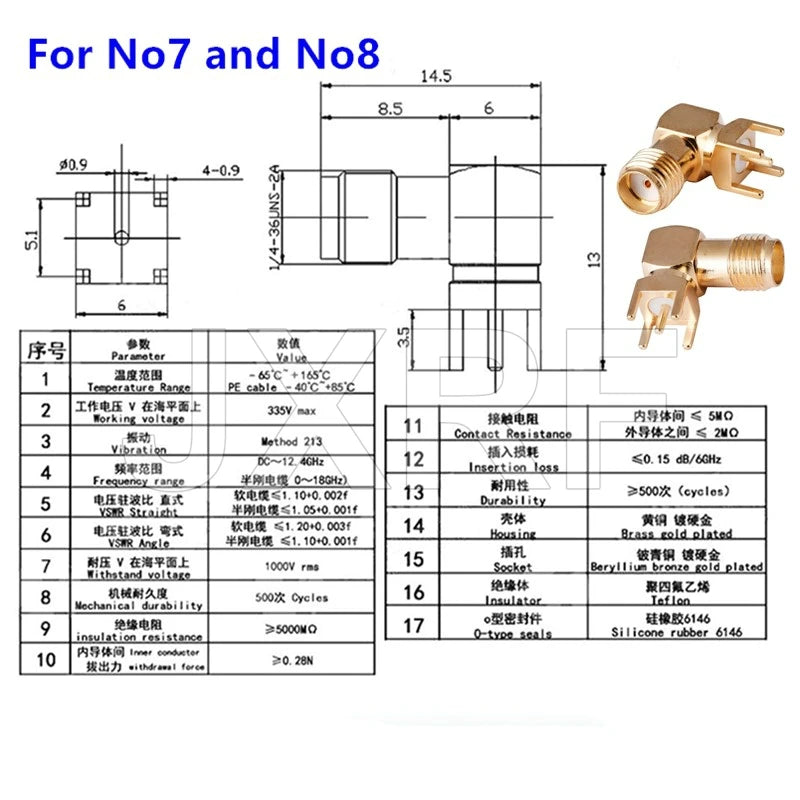 10Pcs SMA Female Jack Male Plug Adapter Solder Edge PCB Straight Right Angle Mount RF Copper Connector Plug Socket