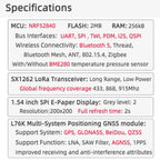 T-Echo LoRa SX1262 Wireless Module 433/868/915 trillion 1.54 Electronic Paper Global Positioning System RTC NFC BME280
