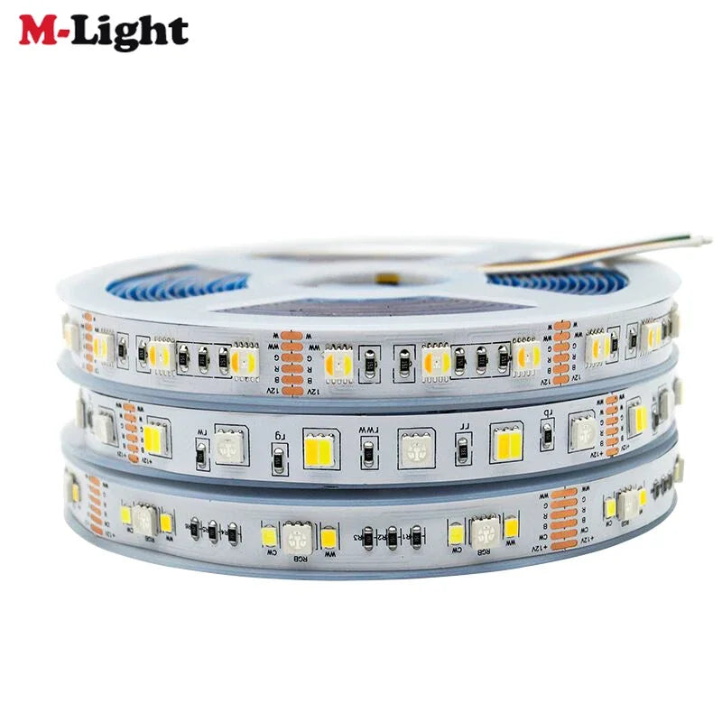 12V 24V 5M SMD 5050 3528  WW/CW RGBCCT 60leds/m 96leds/m 120leds/m 5 Colors In 1 Chip CW+RGB+WW Led Strips Flexible Tape Light
