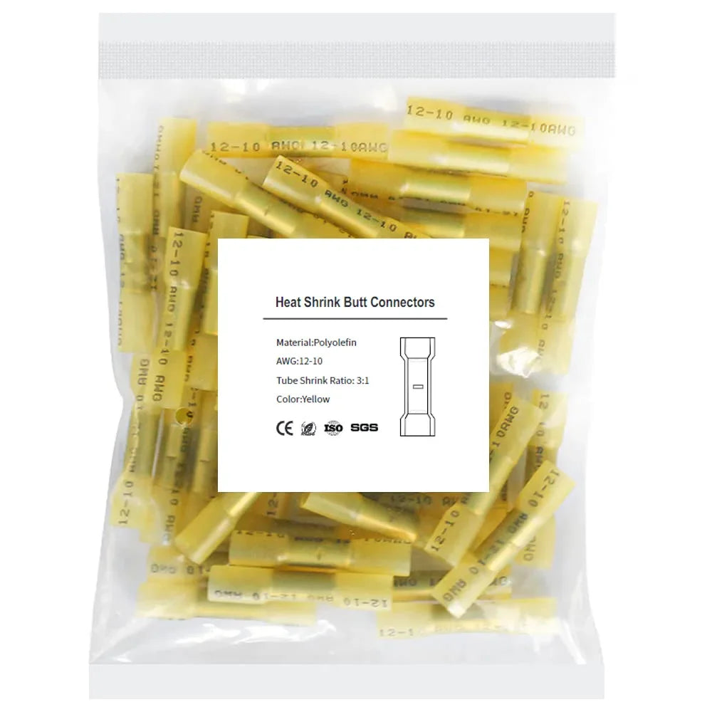 20/50/100/200PCS AWG 24-10 0.3-6.0mm2 Waterproof Insulated Automobile Wire Cable Crimp Terminals Heat ShrinkButt Wire Connectors