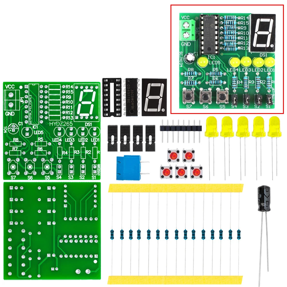 DIY Soldering Practice Training Module 7 Segment Display Decoder Circuit Board for Student Electronic Learning