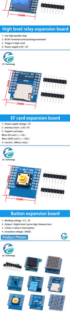 ESP8266 D1 Mini Pro WiFi Development Board NodeMcu DHT11 OLED SHT30 Relay DS18B20 BMP180 Battery Power TF Card for WeMos DIY Kit