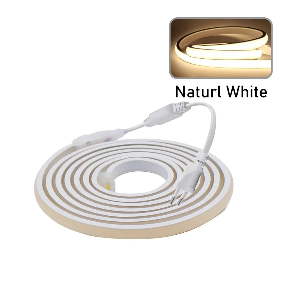 Dimmable COB LED Neon Strip Light 220V Dimmer Switch Power Kit High Density 288 LEDs Linear Lighting IP68 Waterproof Flex Ribbon