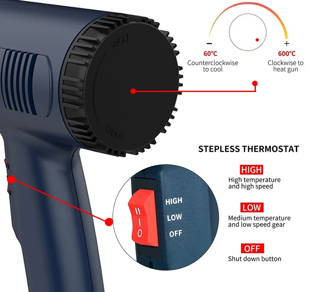 2800W Construction Thermal Dryer 220V Heat Guns Soldering Tool Temperature Adjustable Revair Hair Dryer Shrinking Wrapping Tools