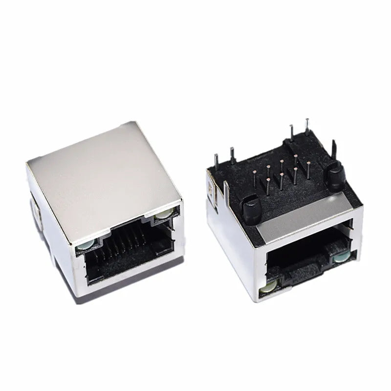 5/10PCS RJ45 8P8C Shielded Female Socket Connector with Yellow Green LED Light 8Pin Cable Interface RJ45 Single/dual Port Socket