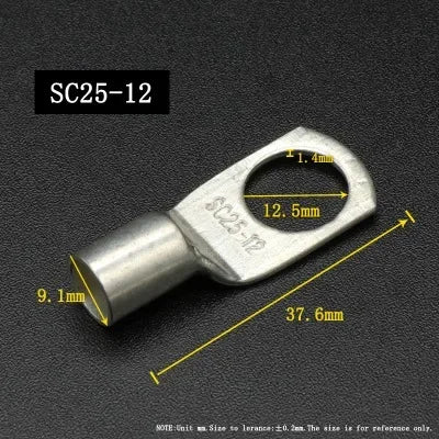 SC Type Wire Nose Terminal SC6 SC10 SC16 SC25 SC35 Bare Copper Battery Block Lugs Hole ID6/8/10/12mm Crimp Wire Connector