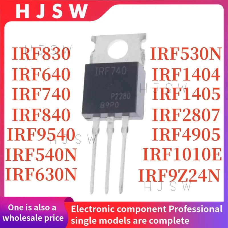 10PCS MOSFET Transistor IRF530N IRF1404 IRF1405 IRF4905 IRF540N IRF630N IRF9540 IRF640 IRF840 TO-220 Field-Effect electronics IC