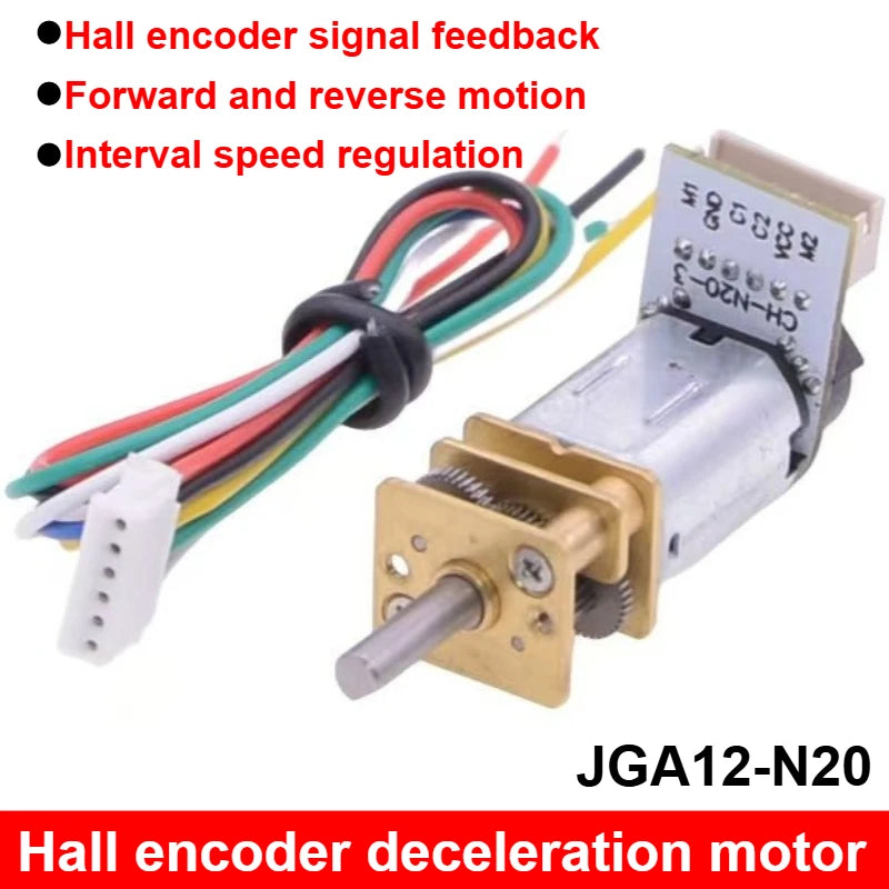 GA12 N20 Encoder DC 6V Mini Micro Metal Gear DC Motor Gearwheel High Torque 15 25 50 70 100 150 300 500 1500RPM 7PPR Hall Sensor