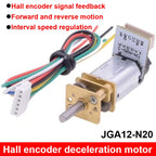 GA12 N20 Encoder DC 6V Mini Micro Metal Gear DC Motor Gearwheel High Torque 15 25 50 70 100 150 300 500 1500RPM 7PPR Hall Sensor