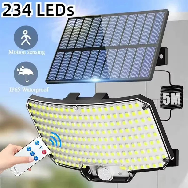 Solar Lights Outdoor 234LED 3 Modes Motion Sensor Flood Lights with Remote IP65 Waterproof Security Solar Lights for Outside