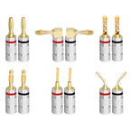 Musical Sound 24K Gold Plated Speaker Plugs Audio Banana Connector for Speaker Wire Open Screw Type Hifi Banana Plugs
