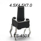 50PCS 4.5X4.5MM 4Pin DIP H=3.5/3.8/4.0/4.3~12mm 12V Tiny Button Tact Switch 260GF Momentary Tactical Push Button Parts Repair
