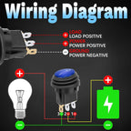 SPST 3 Pin Round Rocker Switch Toggle Switch 12V Waterproof Lighted LED On/Off Switch for Car Marine Toggle Switch