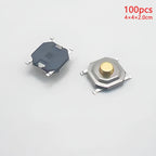 100pcs Tactile Switches 5.2x5.2 Smd Push Button 4*4*1.5mm/1.6/1.7/1.8/1.9/2/2.5/3/3.5/4/4.5/5/6/7/8/9 12V Copper Head Self-reset