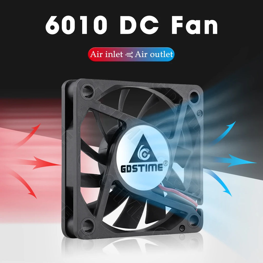 Gdstime 60MM Fan 24V 12V 5V Cooler 60x60x10MM Axial Cooling Fan 6010 Dual Ball Brushless Dupont USB Fan for PC Case CPU Cooling