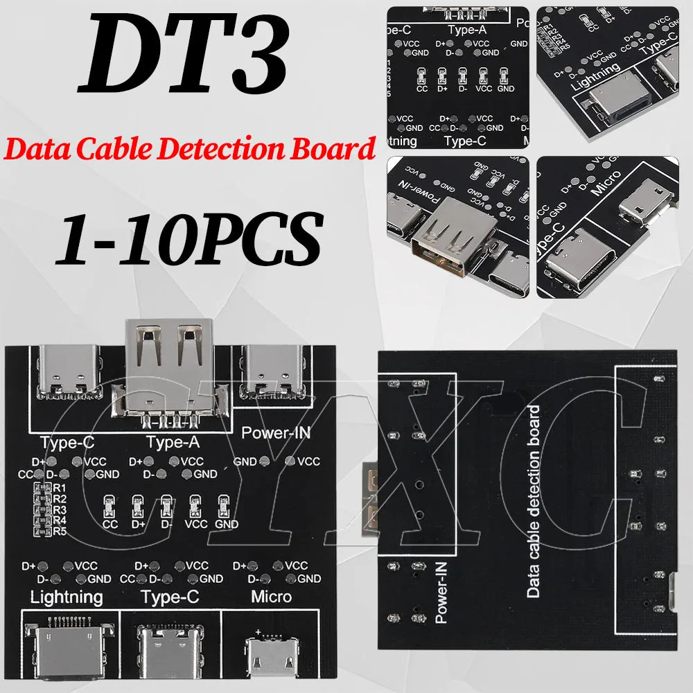 DT3 Data Cable Detection Board Type-C Micro USB C Cable Tester Short Circuit On Off Switching Diagnose Tool for iOS Android