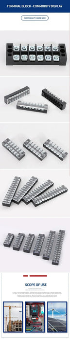 5Pcs TB1503 TB2503 TB4512 Screw Terminal Block Barrier Strip 15A 25A 45A Dual Row Wire Connector with Flame Retardant PC Cover