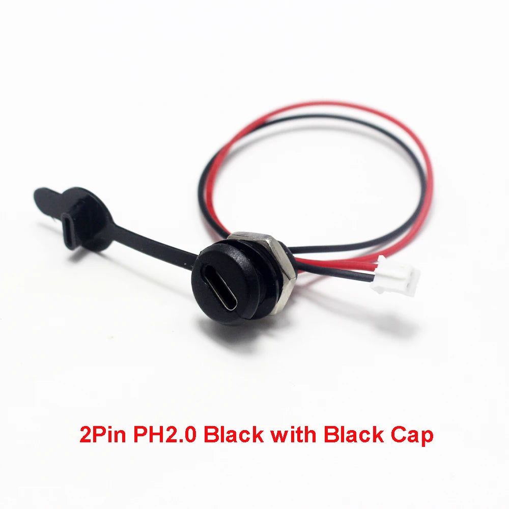 1PCS 2/4/5Pin USB-C Connector Type-C Waterproof with PH 2.0 Nut Locking Panel Mounting TPC Waterproof Fast Charging Jack Port