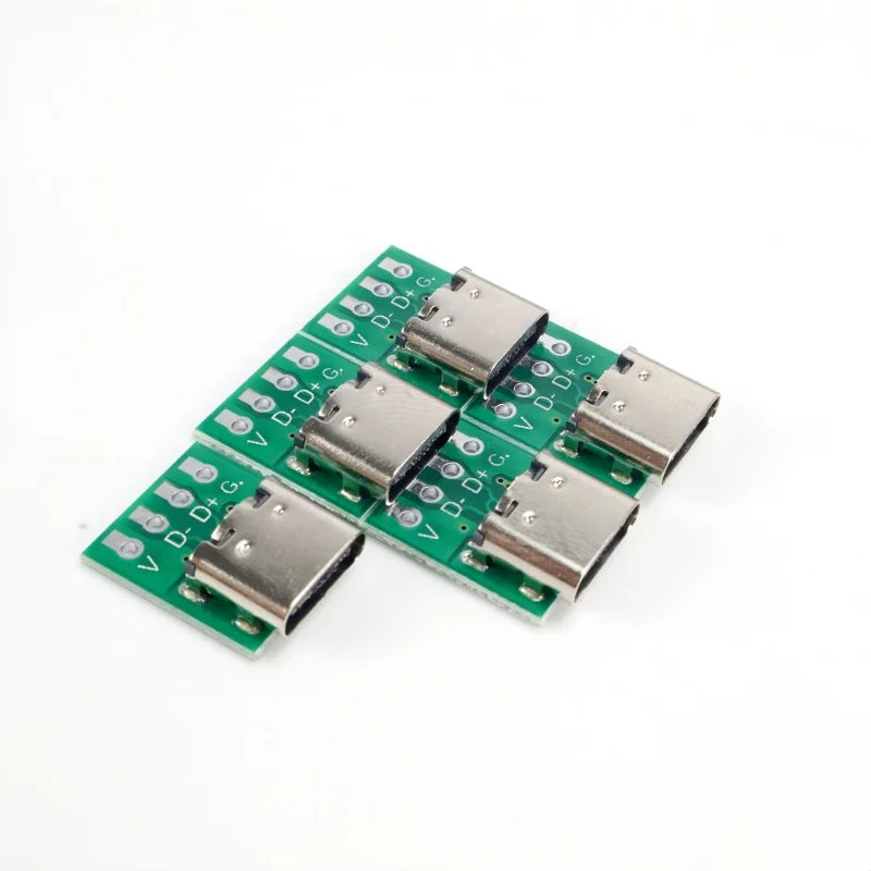 Type-C Female Port Adapter Breakout Board 16Pin Test Module Solder Pads for Data Cable Repair DIY Phone Charger Testing