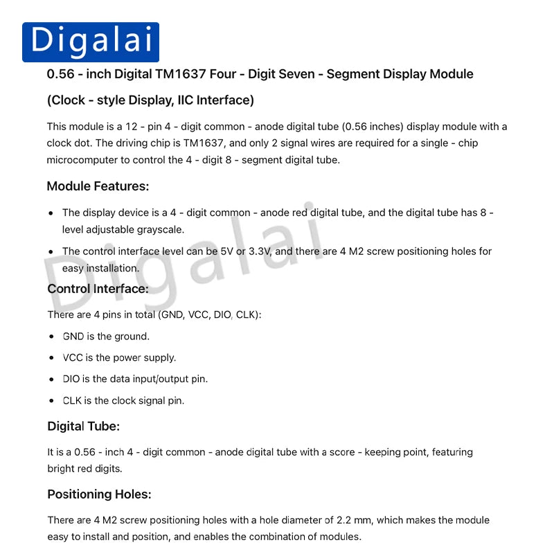 TM1637 0.56-inch four-digit seven-segment digital tube clock display module with clock display