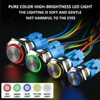 ABILKEEN 12/16/19/22MM LED Ring Illuminate Metal Push Button Switch 1NO1NC Momentary/Latching Power Control Push Button Switch